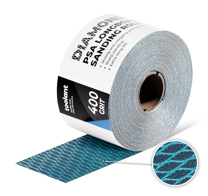 toolant Diamond Shape 400 Grit Sandpaper Roll, 2-3/4" Wide 10 Yard Longboard Self Adhesive PSA Stickyback Sand Paper for Woodworking, Metal, Plastic, Automotive, Sanding Blocks - Image 1